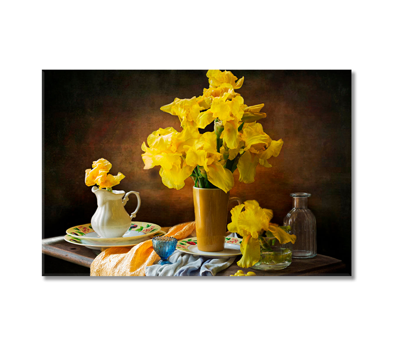 Yellow Irises Still Life Art Print-Canvas Print-CetArt-1 Panel-24x16 inches-CetArt