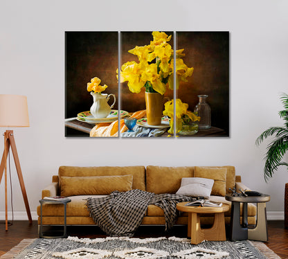Yellow Irises Still Life Art Print-Canvas Print-CetArt-1 Panel-24x16 inches-CetArt