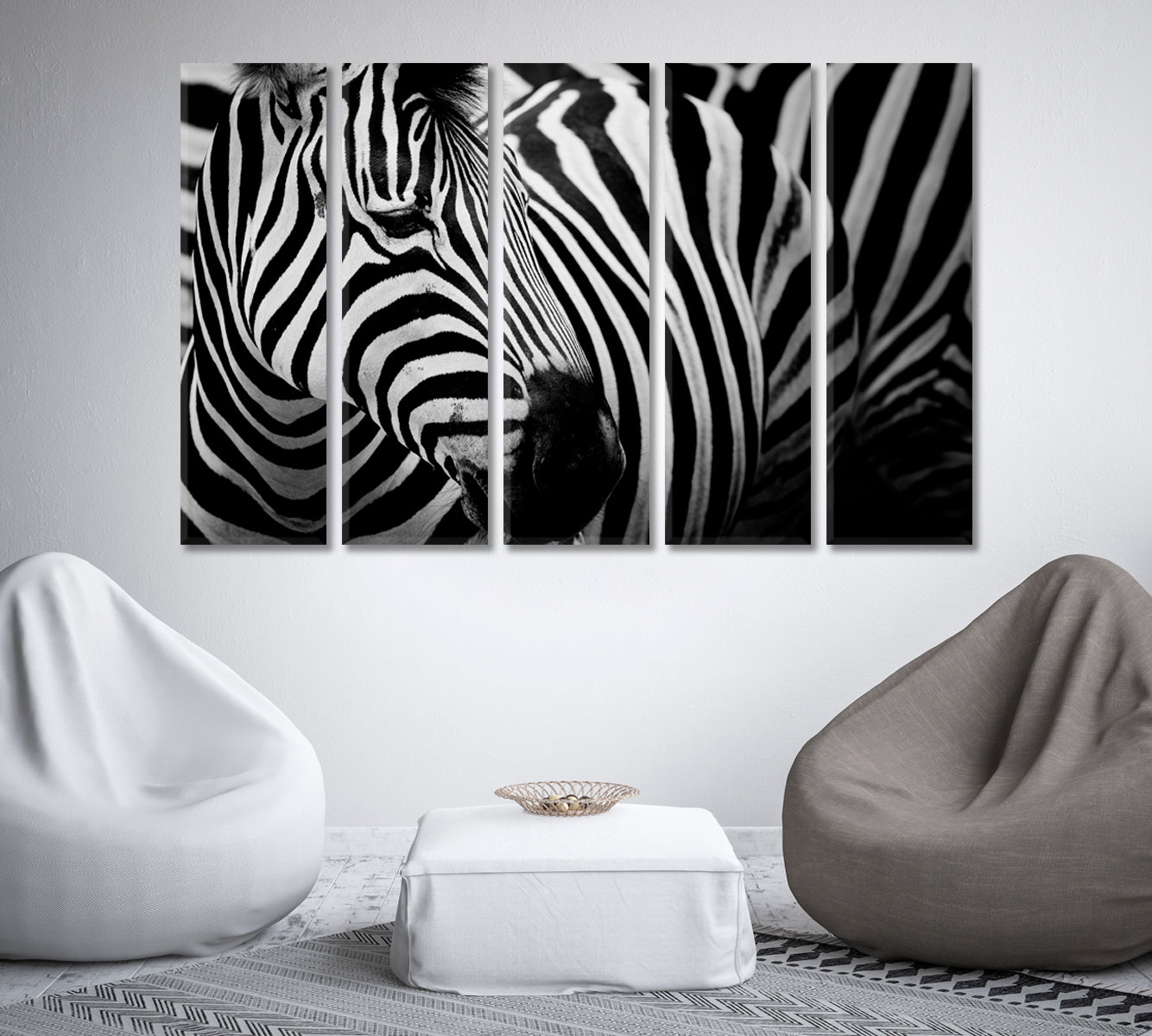 Zebra Black and White Wall Art-Canvas Print-CetArt-1 Panel-24x16 inches-CetArt