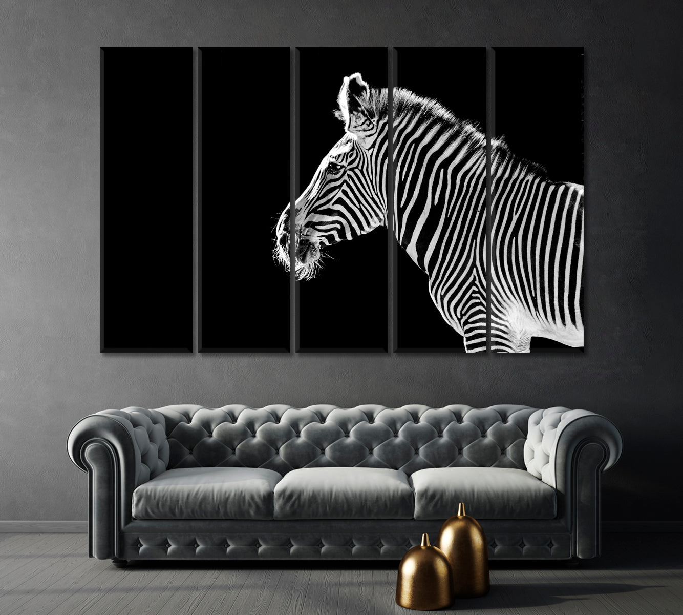 Zebra Black And White Wall Art-Canvas Print-CetArt-1 Panel-24x16 inches-CetArt