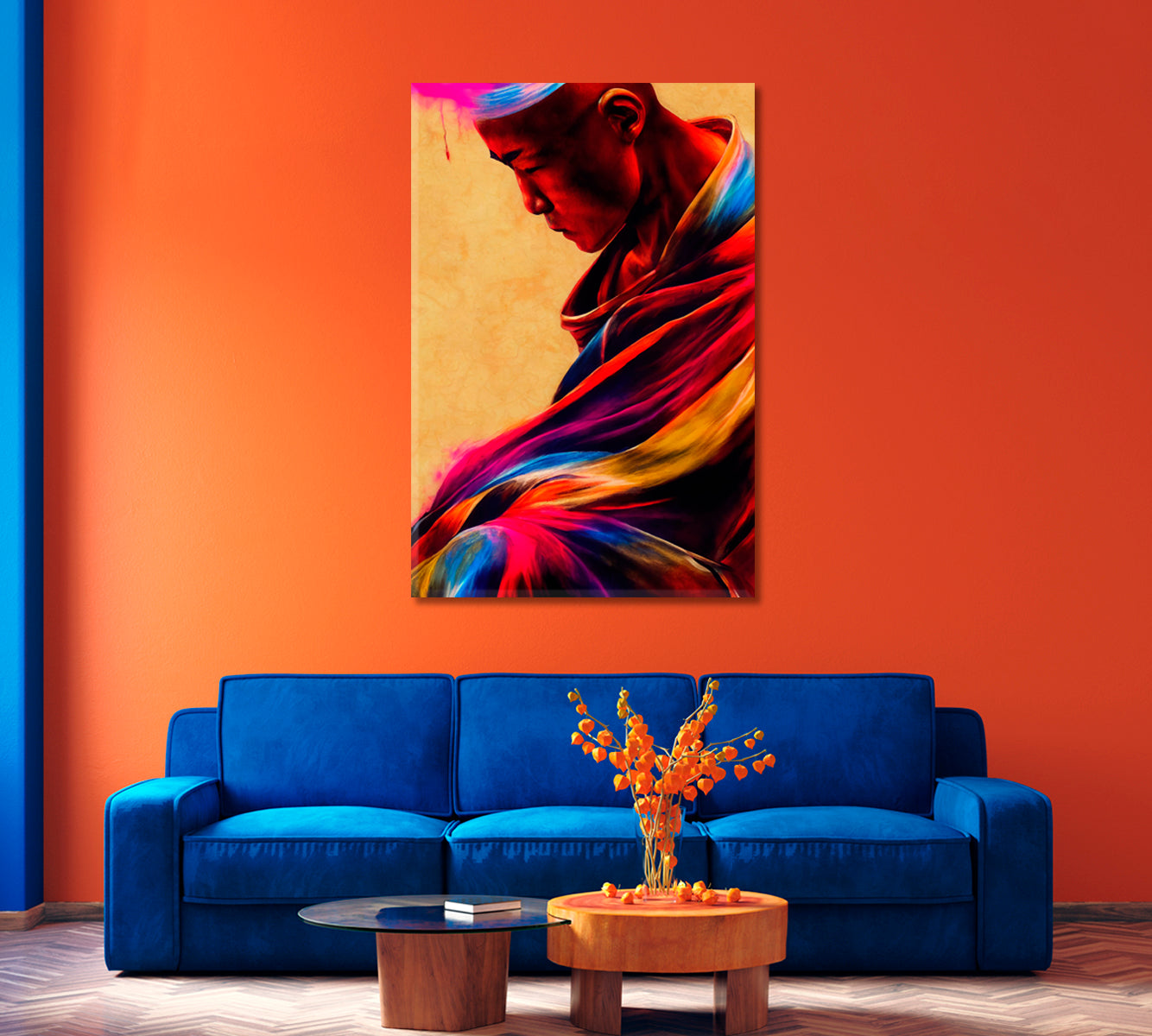 Monk Meditating Canvas Home Wall Art-Canvas Print-CetArt-1 panel-16x24 inches-CetArt