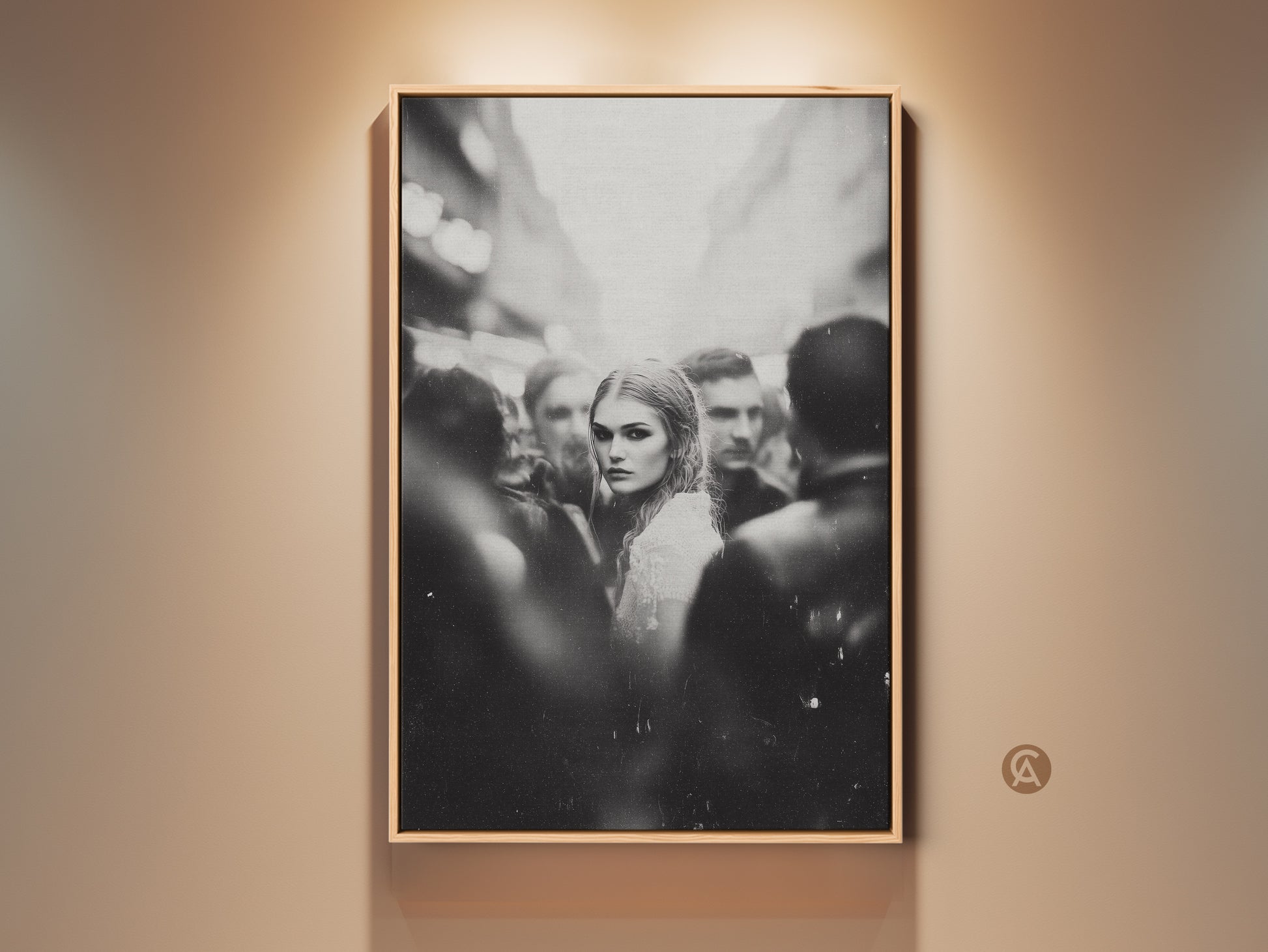 Black and White Wall Art for sophisticated spaces. This contemporary monochrome street photography captures a woman's portrait. It's perfect for bedroom and living room decor. The urban fine art print adds an aesthetic touch to any home office. A thoughtful housewarming gift for art enthusiasts. This artwork enhances modern interiors.
