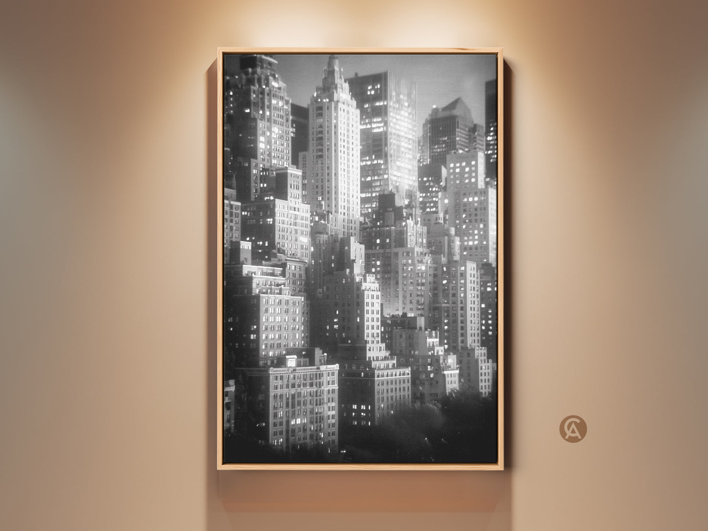 This black and white skyline artwork captures the essence of New York City. The framed canvas adds a touch of sophistication. Elevate your space with this timeless cityscape art print.