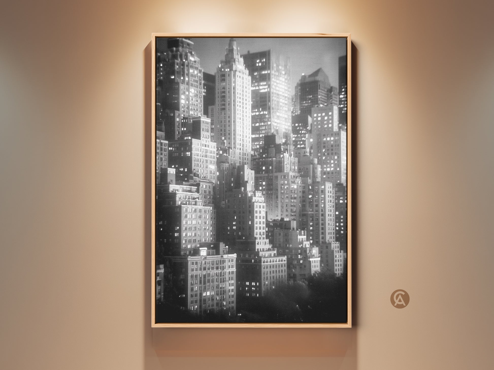 This black and white skyline artwork captures the essence of New York City. The framed canvas adds a touch of sophistication. Elevate your space with this timeless cityscape art print.