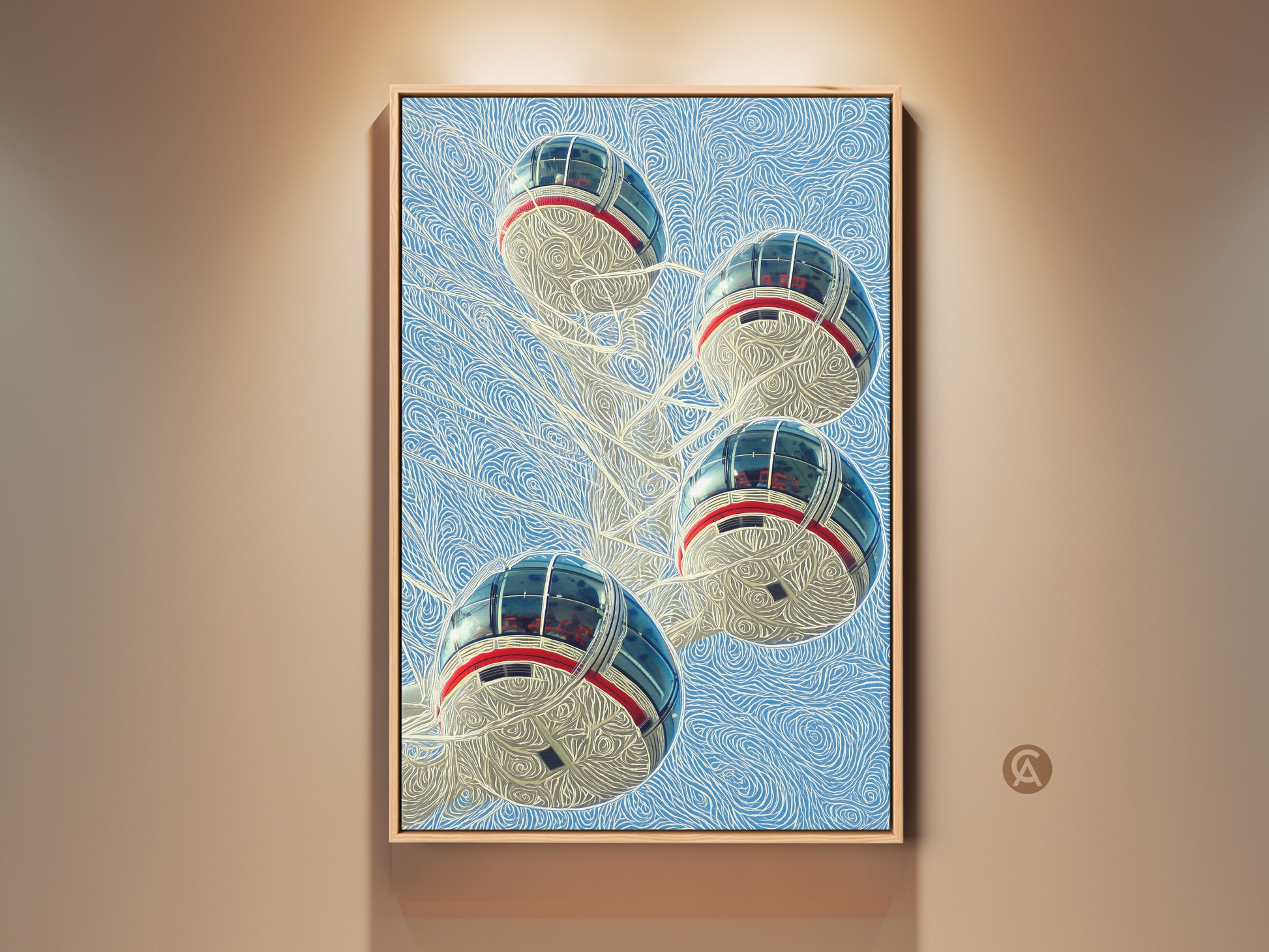 Elevate your space with our London Eye Canvas Art Print a captivating cityscape artwork. This Ferris wheel abstract artwork features blue and red hues. It adds a contemporary touch to any home decor. Perfect for travel lovers this piece brings a modern city view to your walls.
