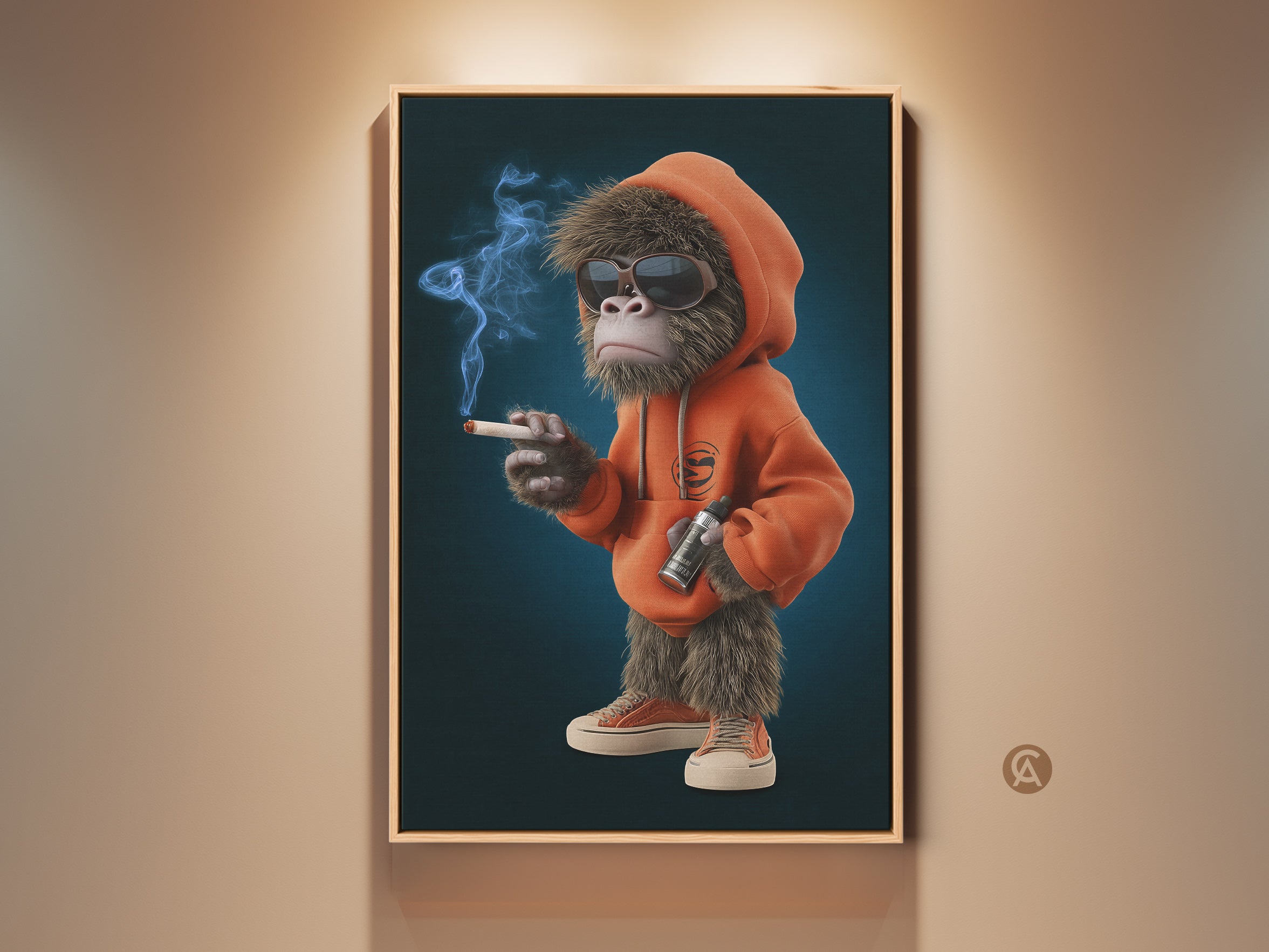 Cool Monkey Cartoon Art Print, Streetwear Hoodie Canvas Wall