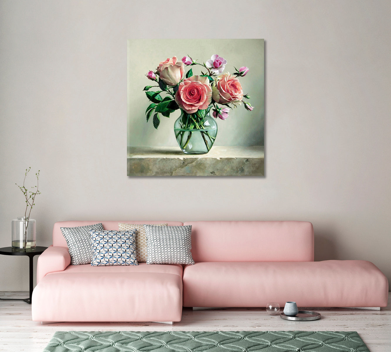Rose Wall Art Canvas Prints-Canvas Print-CetArt-1 panel-12x12 inches-CetArt
