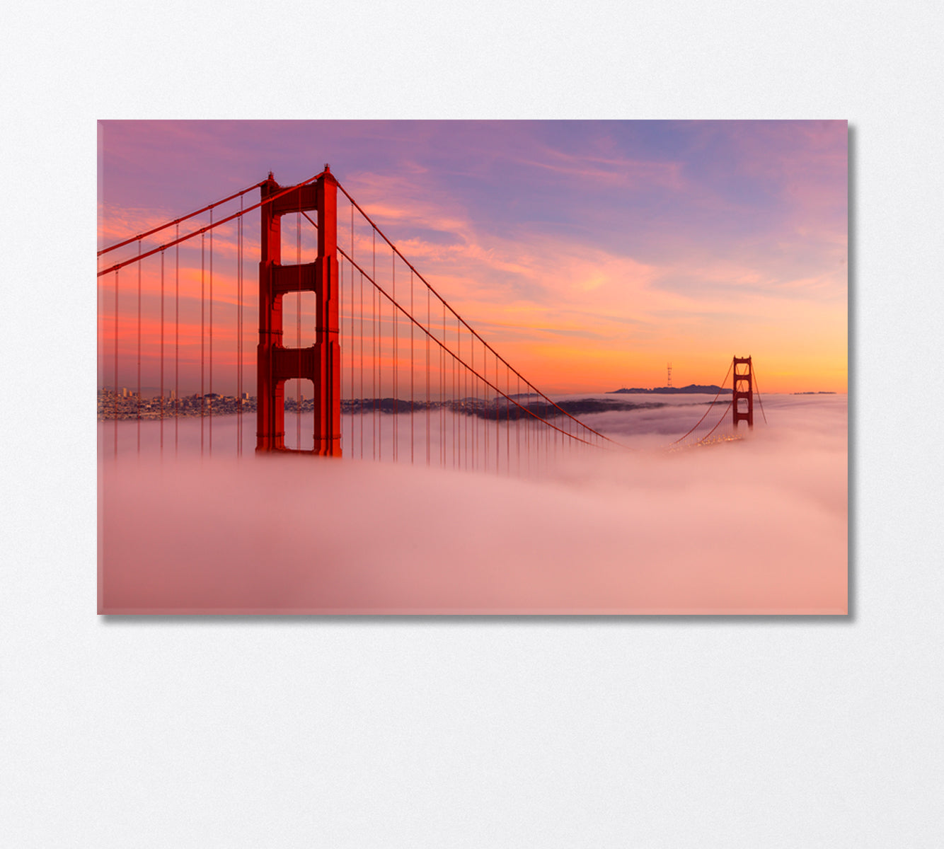 Golden Gate Bridge in the Fog San Francisco Canvas Print-Canvas Print-CetArt-1 Panel-24x16 inches-CetArt