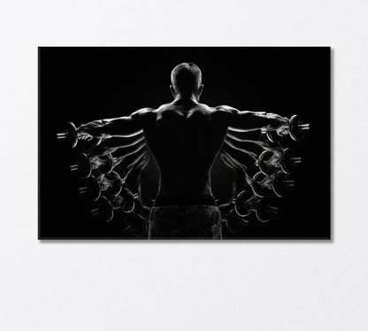 Bodybuilder Lateral Dumbbell Raise Canvas Print-Canvas Print-CetArt-1 Panel-24x16 inches-CetArt