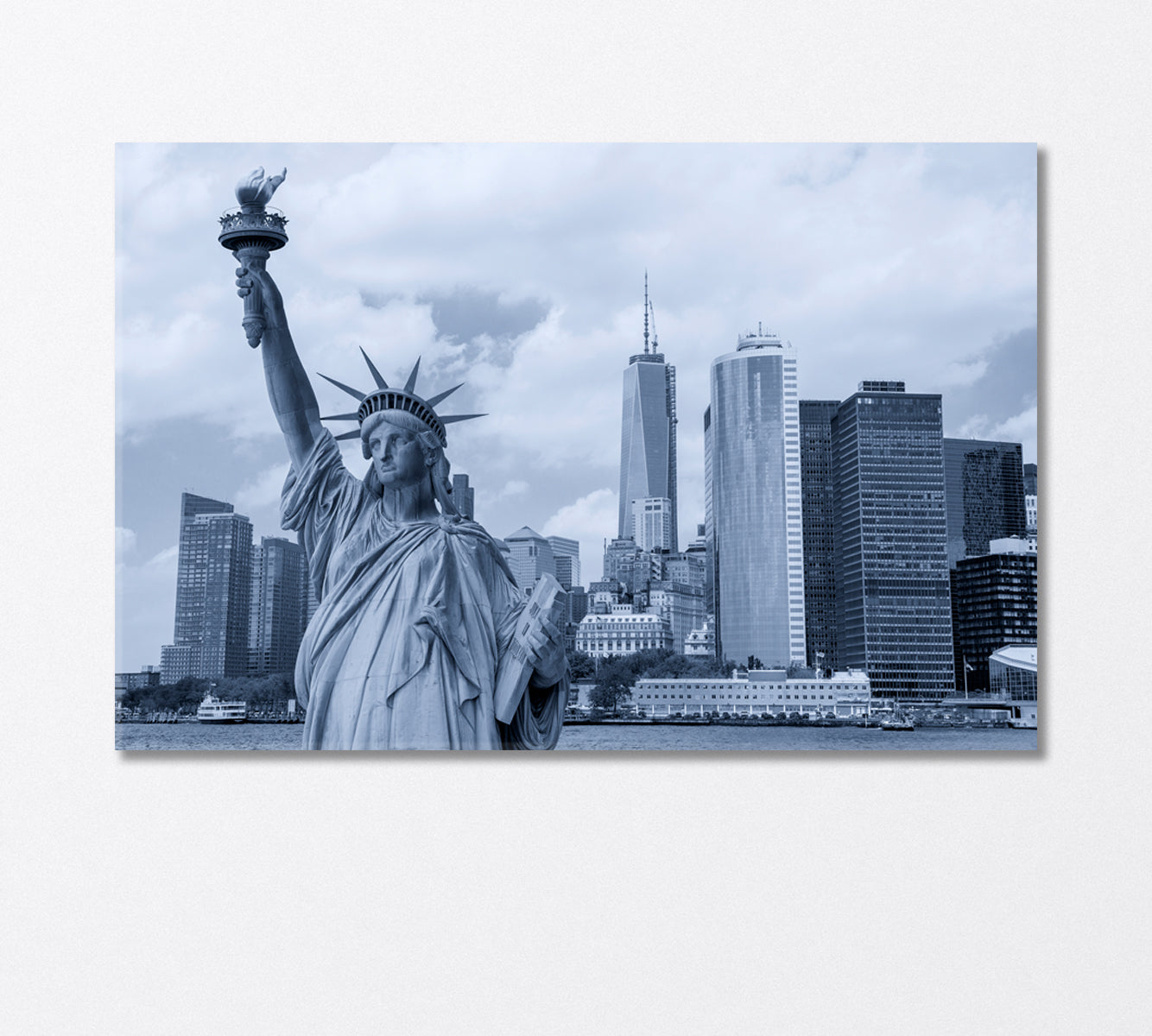 Statue of Liberty Overlooking Manhattan Canvas Print-Canvas Print-CetArt-1 Panel-24x16 inches-CetArt