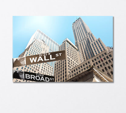 Road Sign Wall Street New York USA Canvas Print-Canvas Print-CetArt-1 Panel-24x16 inches-CetArt