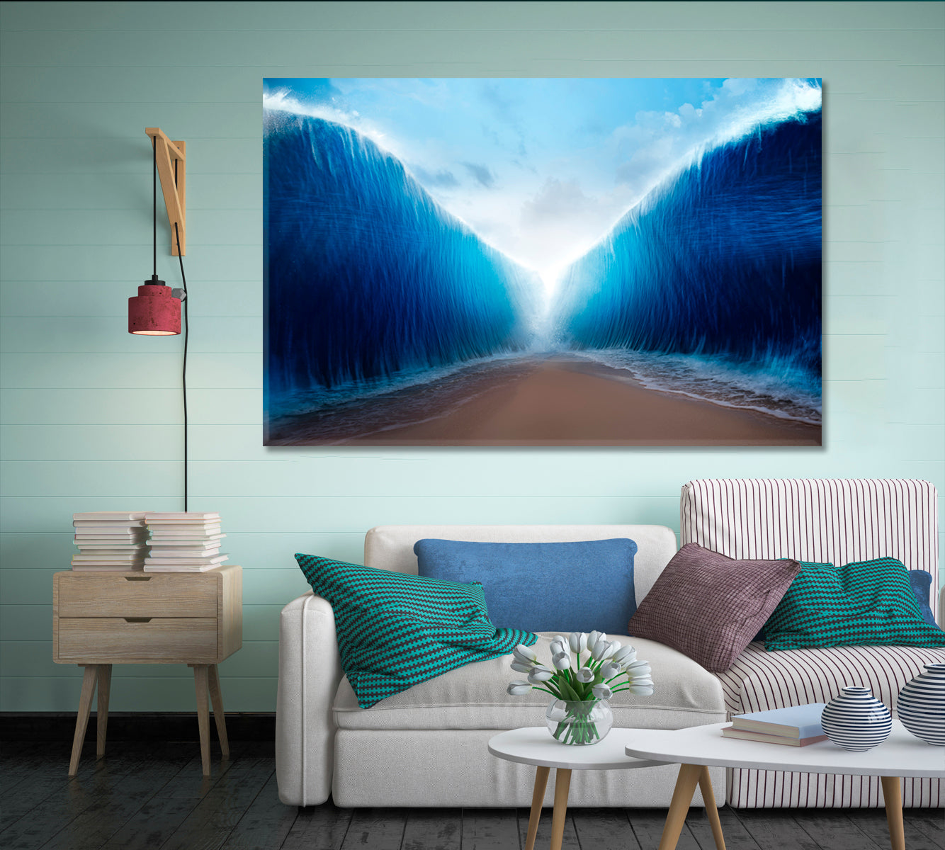 Ocean Inspired By Bible Event Of Moses Canvas Print-Canvas Print-CetArt-1 Panel-24x16 inches-CetArt