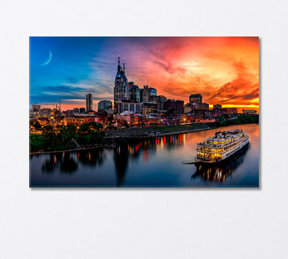 Sunset over Nashville Tennessee USA Canvas Print-Canvas Print-CetArt-1 Panel-24x16 inches-CetArt