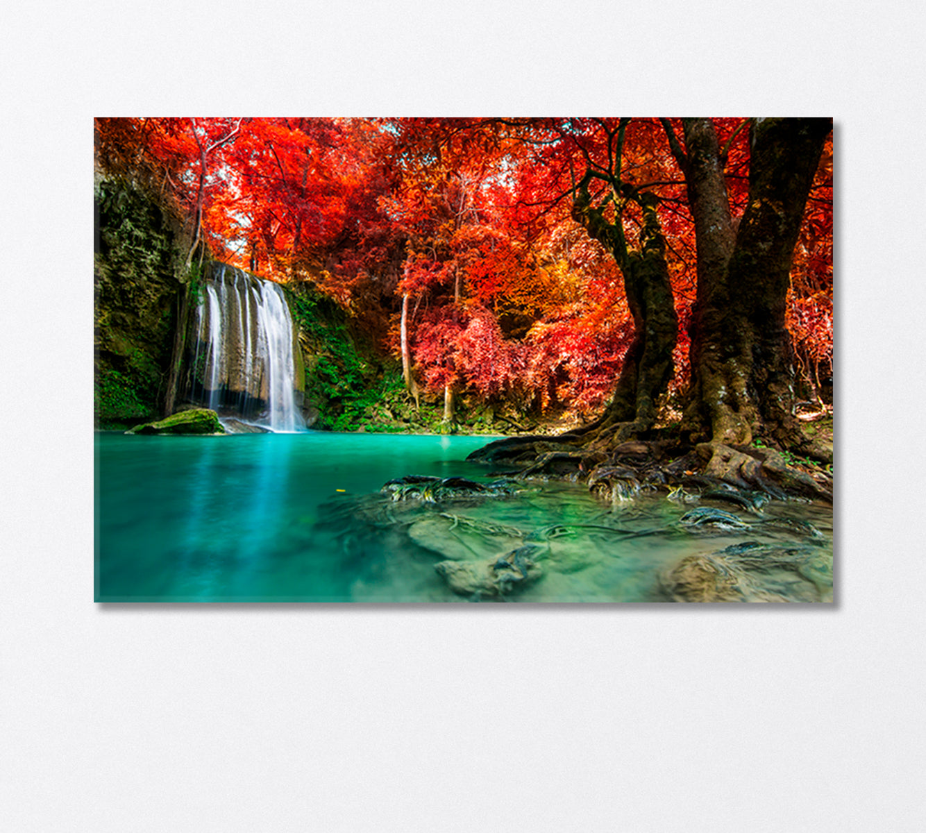 Waterfall in Autumn Park Erawan Thailand Canvas Print-Canvas Print-CetArt-1 Panel-24x16 inches-CetArt