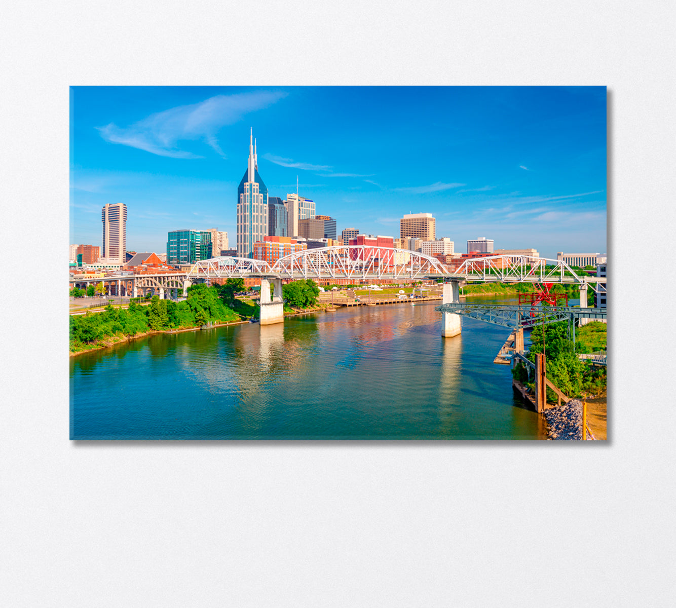 Nashville City on the Cumberland River USA Canvas Print-Canvas Print-CetArt-1 Panel-24x16 inches-CetArt