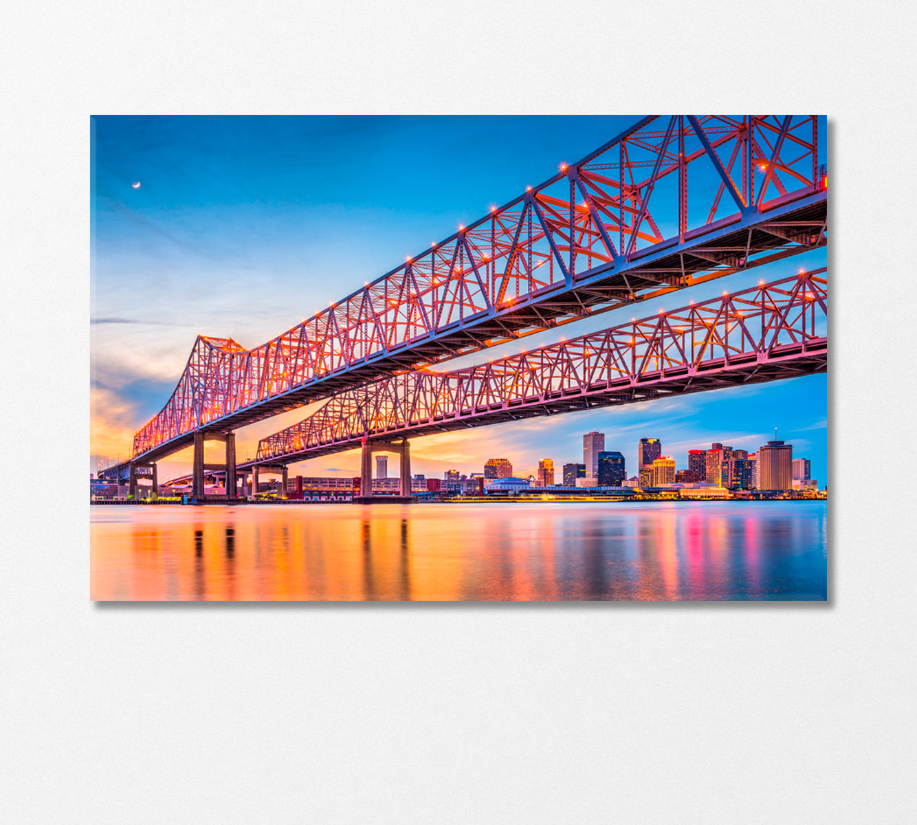 Crescent City Connection Bridge New Orleans USA Canvas Print-Canvas Print-CetArt-1 Panel-24x16 inches-CetArt