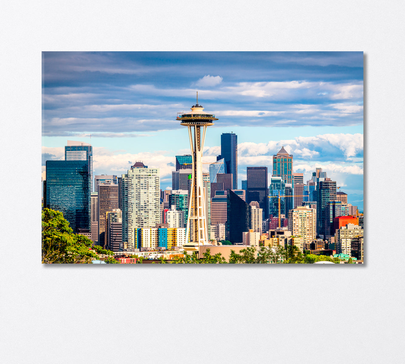 View of Seattle City and Space Needle USA Canvas Print-Canvas Print-CetArt-1 Panel-24x16 inches-CetArt