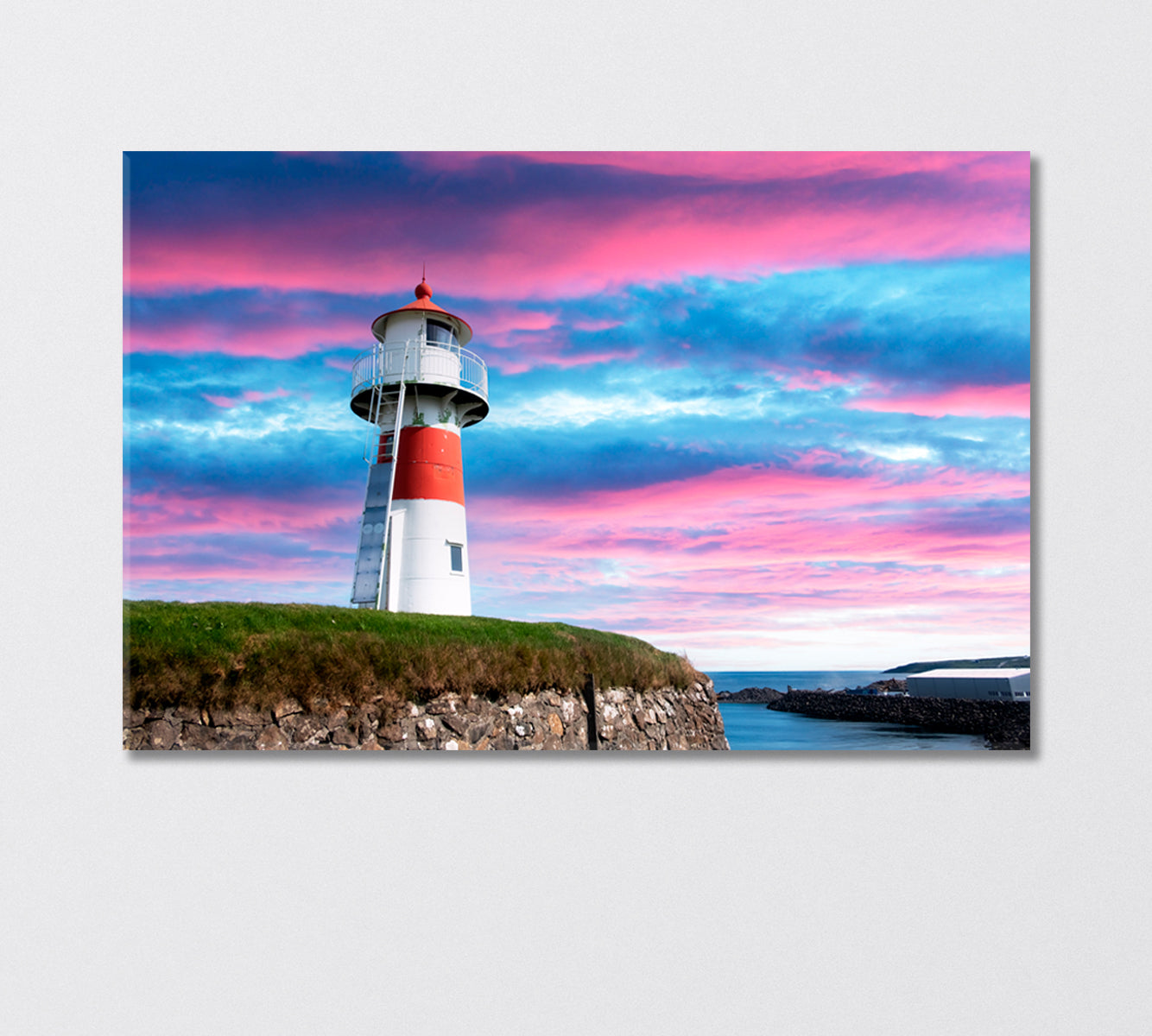 Lighthouse and Incredibly Purple Sky at Sunset Canvas Print-Canvas Print-CetArt-1 Panel-24x16 inches-CetArt