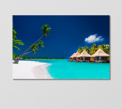 Beach Villas on a Tropical Island Canvas Print-Canvas Print-CetArt-1 Panel-24x16 inches-CetArt