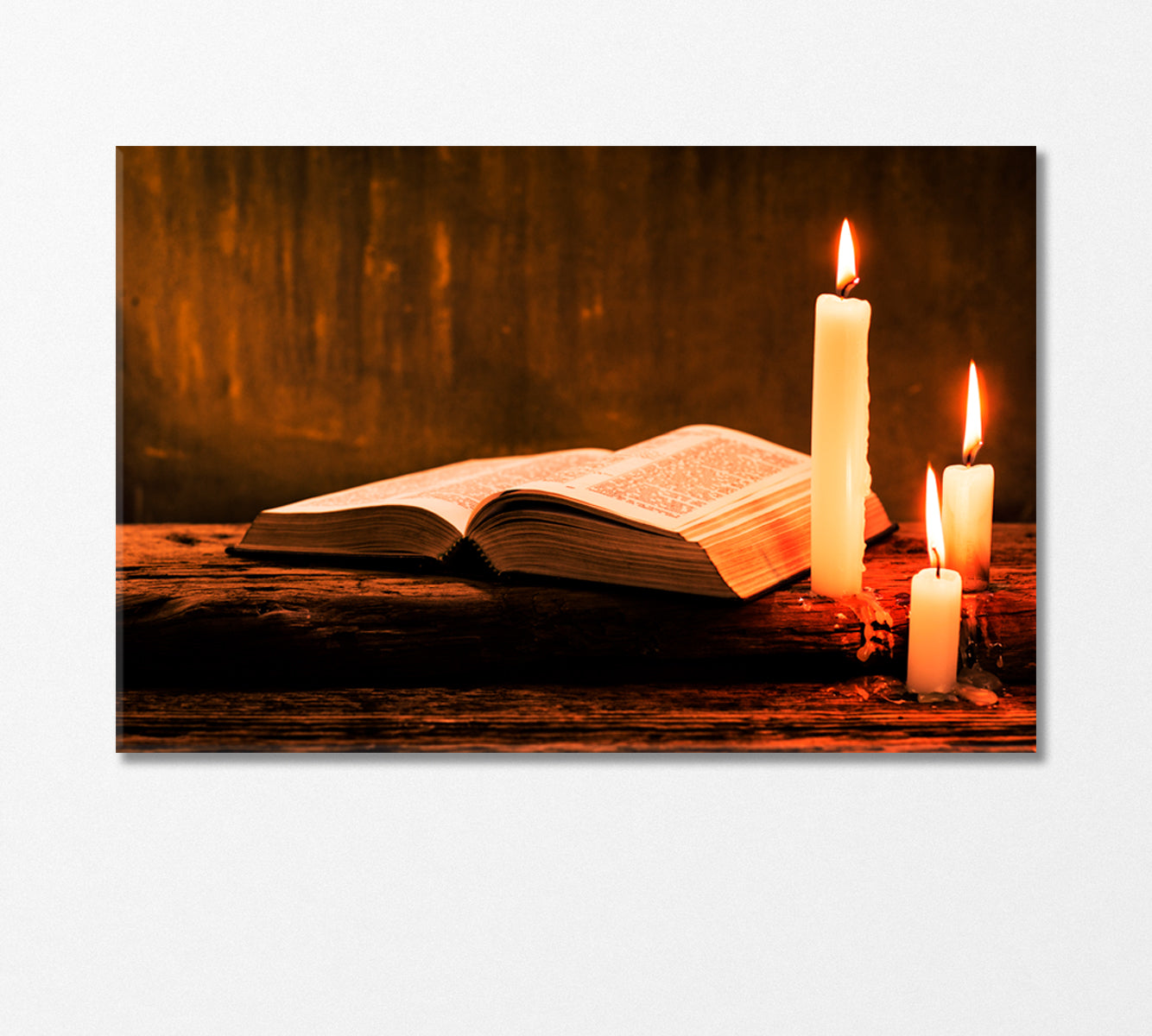 Bible with Candles Canvas Print-CetArt-1 Panel-24x16 inches-CetArt