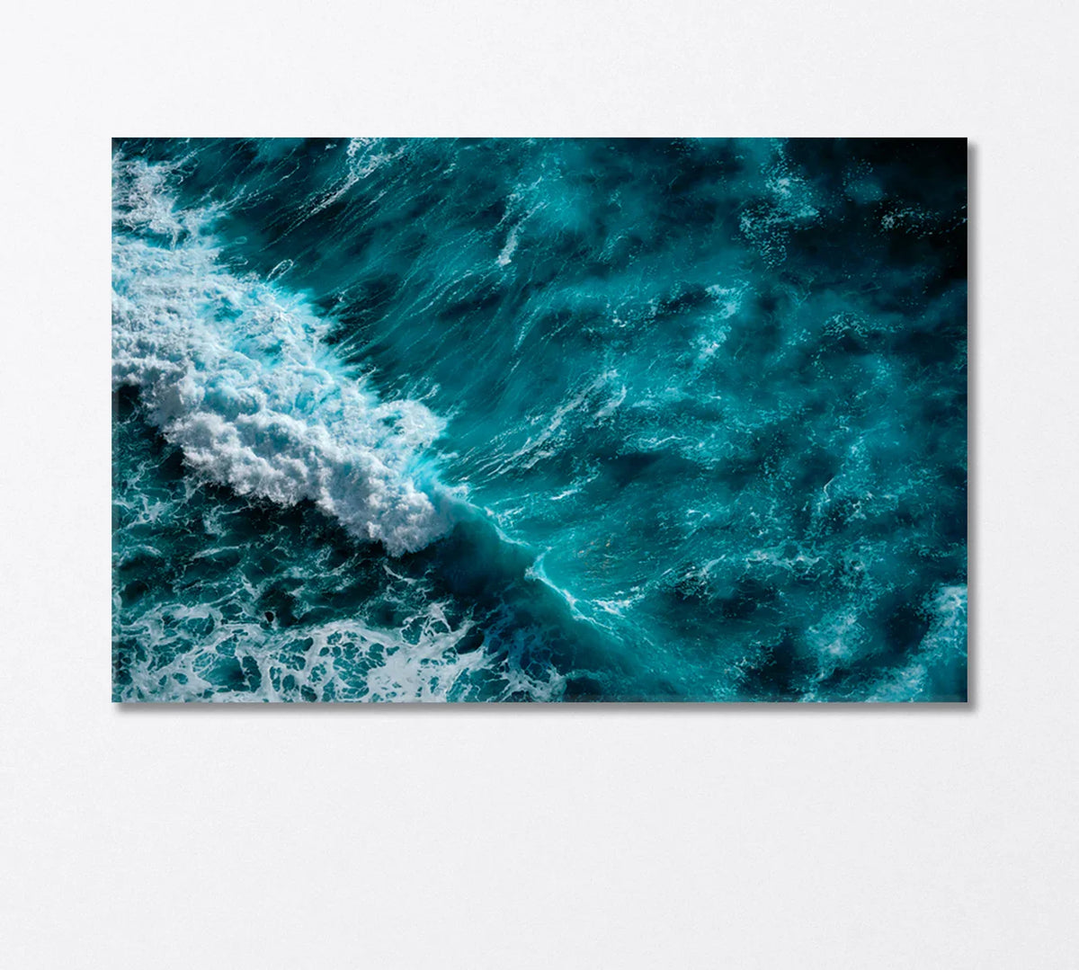 Foamy ocean waves in motion on panoramic canvas