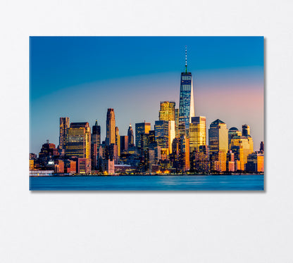 Lower Manhattan at Sunset View from Hoboken New Jersey Canvas Print-Canvas Print-CetArt-1 Panel-24x16 inches-CetArt