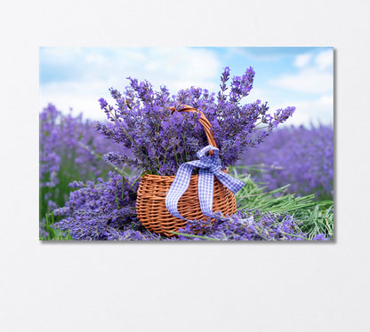 Lavender Bouquet in Wicker Basket Canvas Print-Canvas Print-CetArt-1 Panel-24x16 inches-CetArt