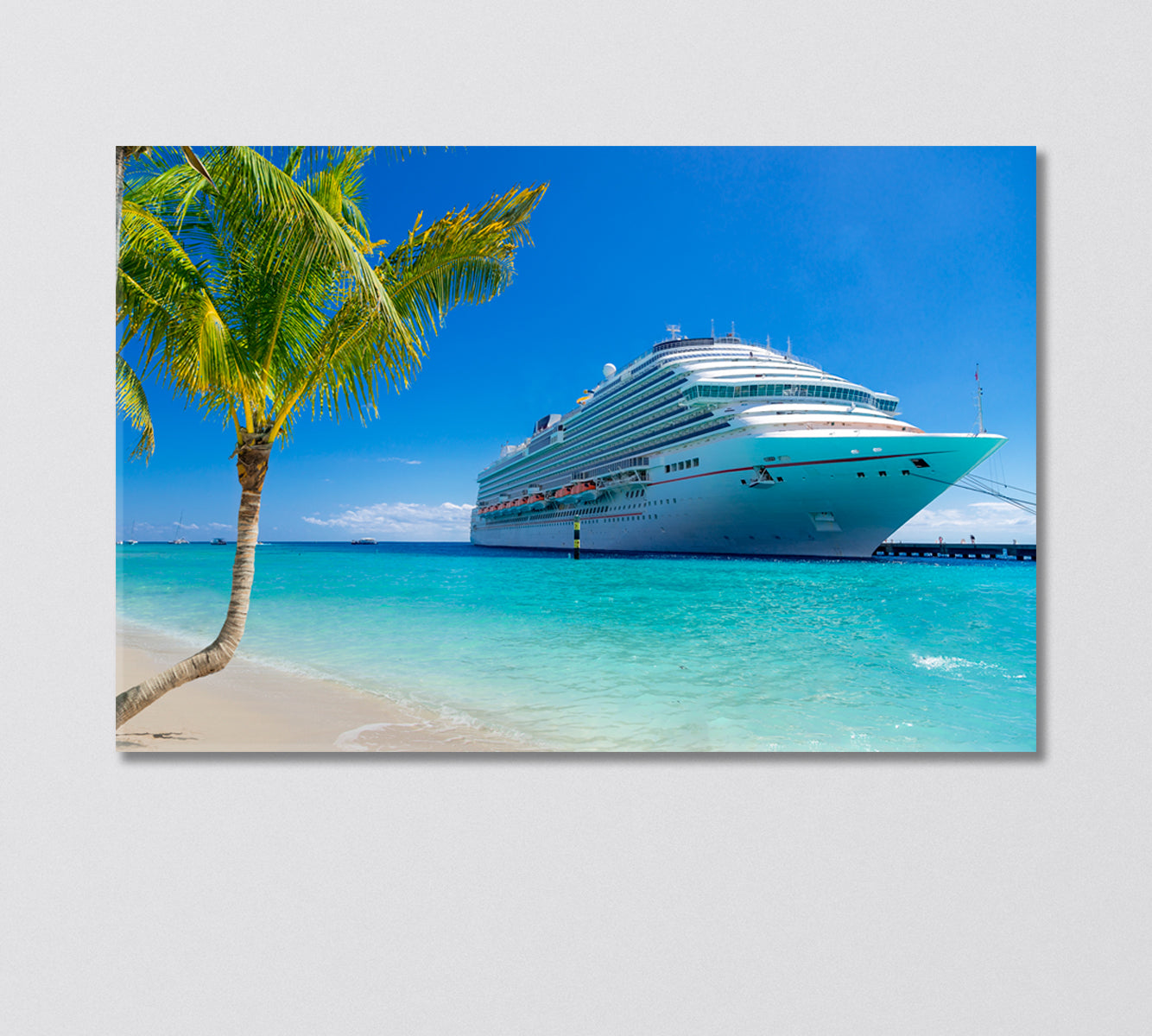 Cruise Ship at Tropical Port Canvas Print-Canvas Print-CetArt-1 Panel-24x16 inches-CetArt