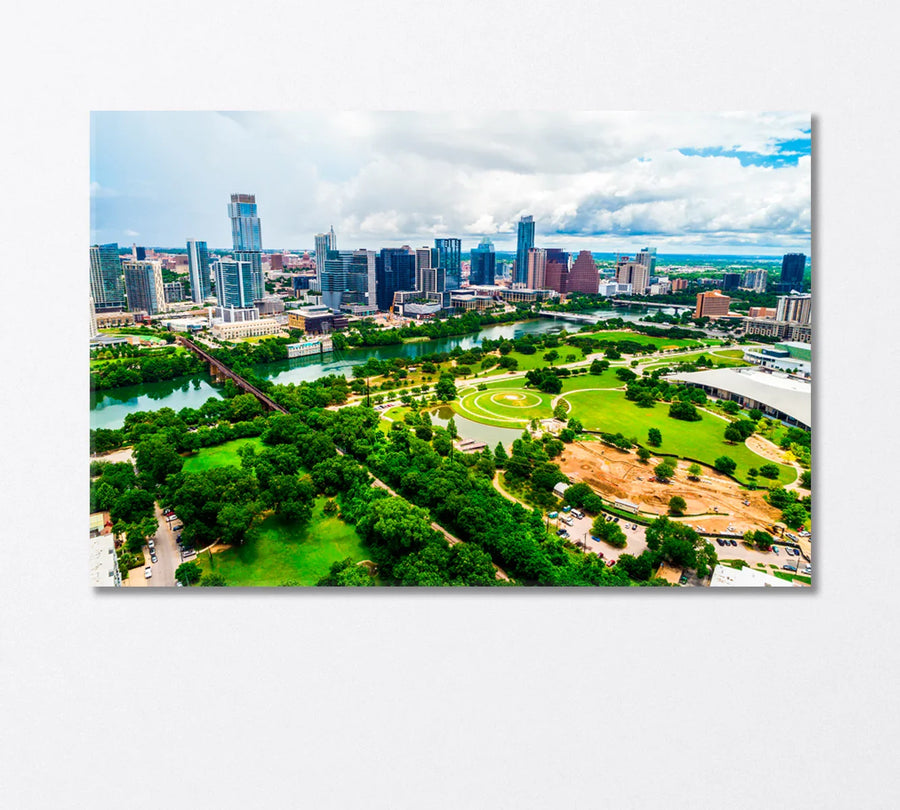 Austin Cityscape Canvas Print—aerial park and skyline
