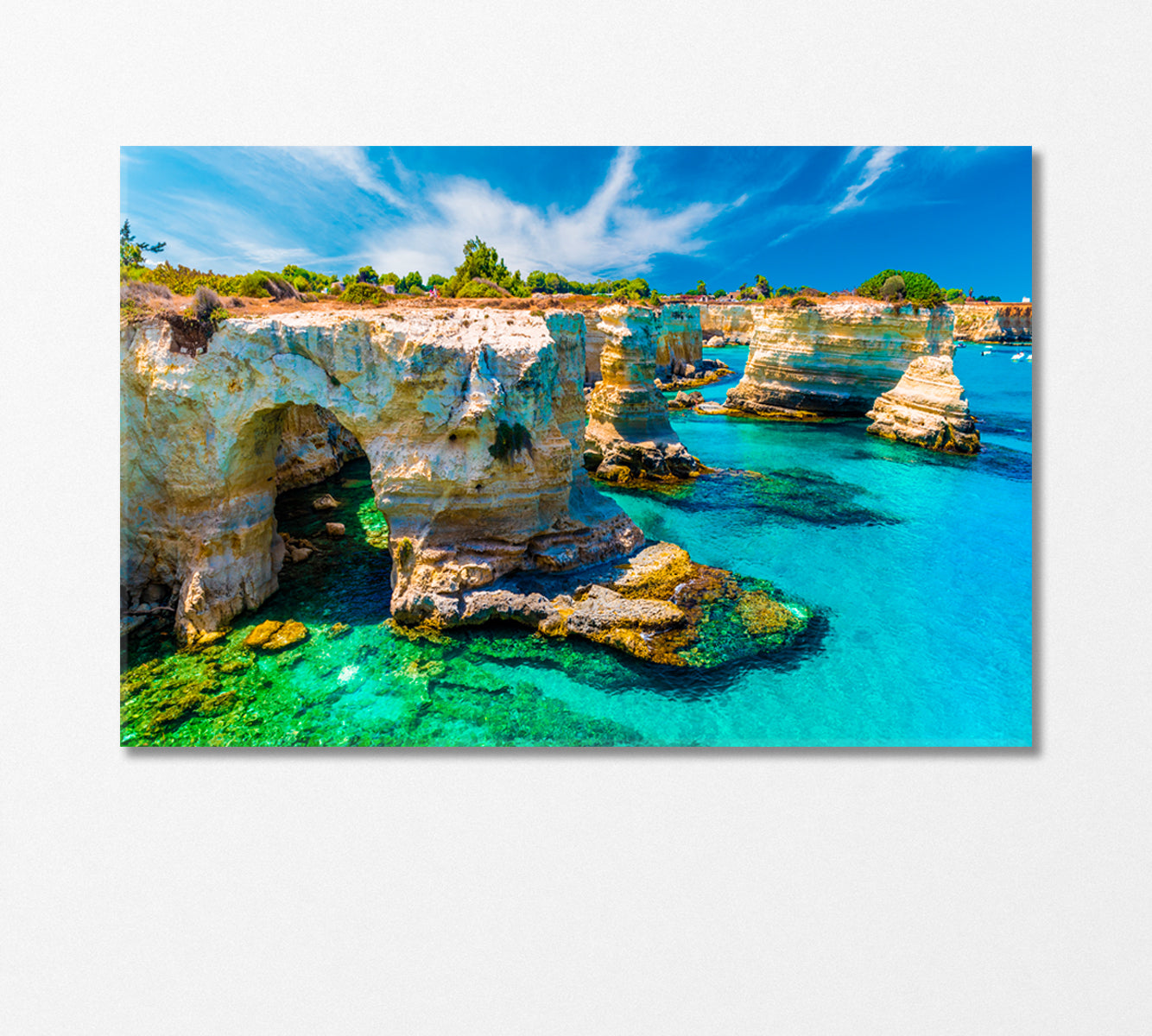 Rocky Coast Salento Italy Canvas Print-Canvas Print-CetArt-1 Panel-24x16 inches-CetArt