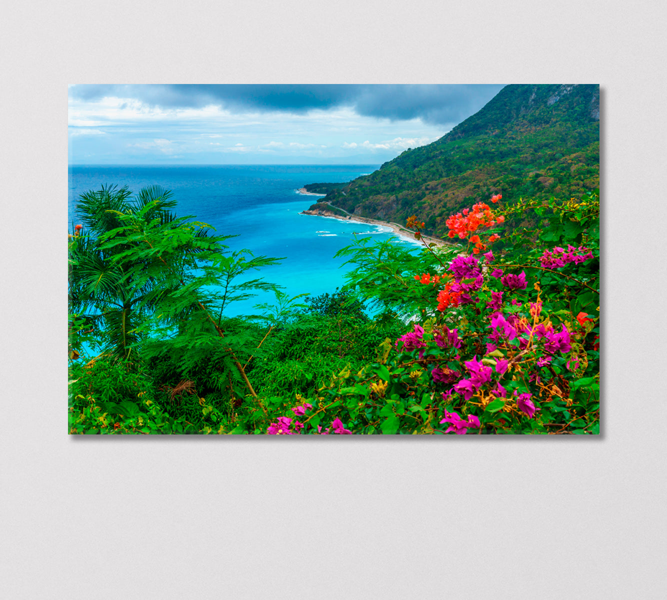 Natural Wild Landscape with Azure Sea Ocean Water Dominican Republic Canvas Print-Canvas Print-CetArt-1 Panel-24x16 inches-CetArt