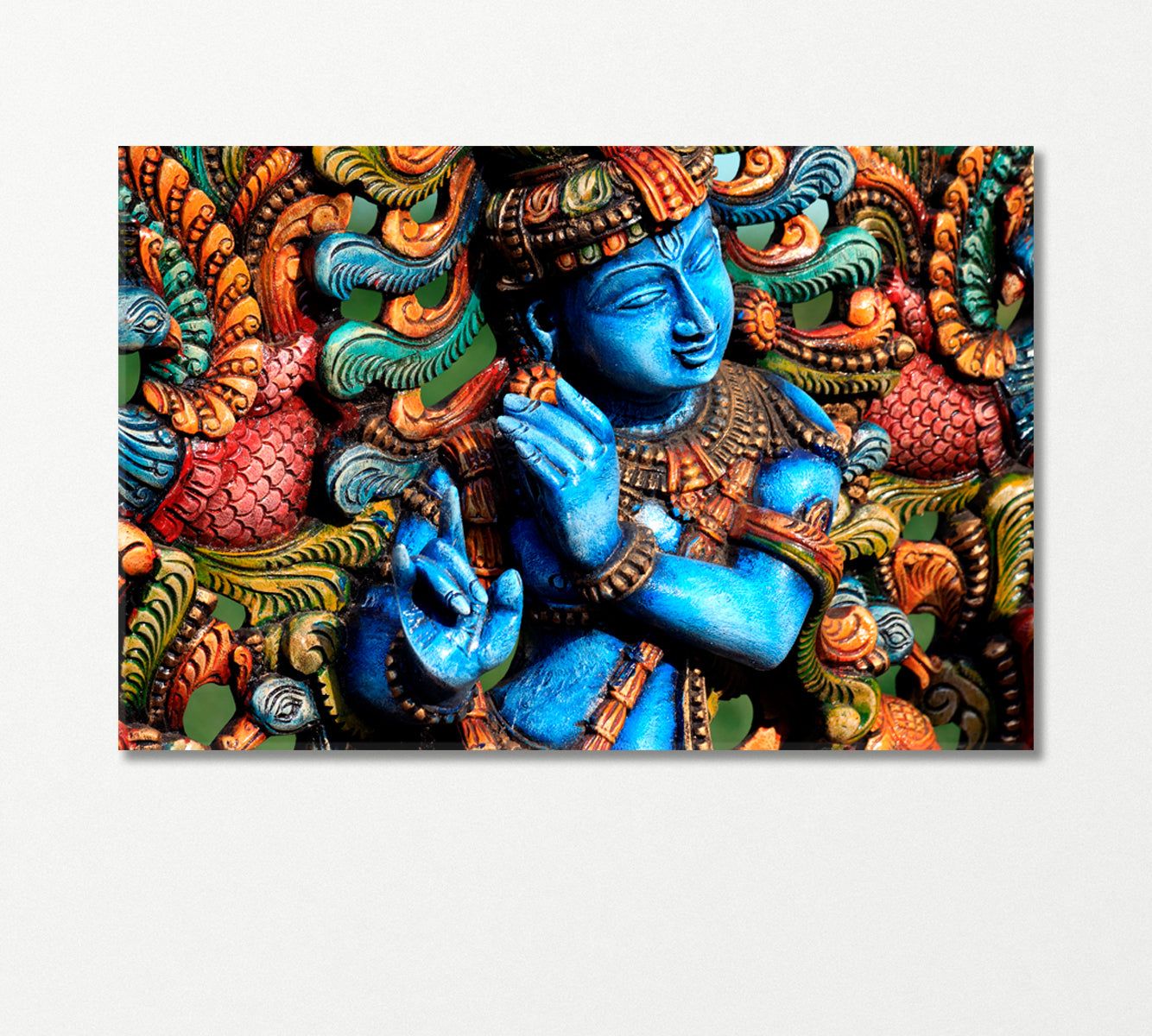 Blue Krishna Statue Canvas Print-Canvas Print-CetArt-1 Panel-24x16 inches-CetArt