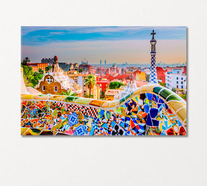 Colorful Park Guell Barcelona Spain Canvas Print-Canvas Print-CetArt-1 Panel-24x16 inches-CetArt