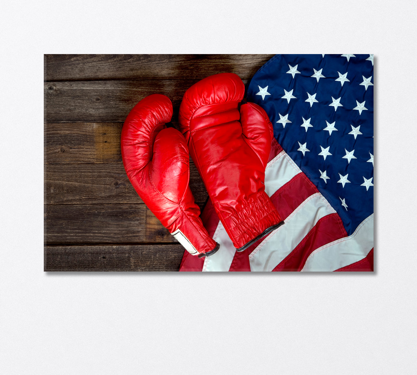 Boxing Gloves and American Flag Canvas Print-Canvas Print-CetArt-1 Panel-24x16 inches-CetArt