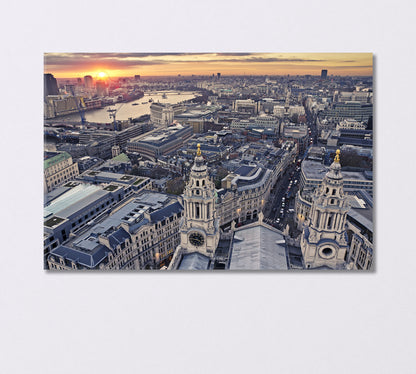 London at Dusk View of St Paul's Cathedral Canvas Print-Canvas Print-CetArt-1 Panel-24x16 inches-CetArt