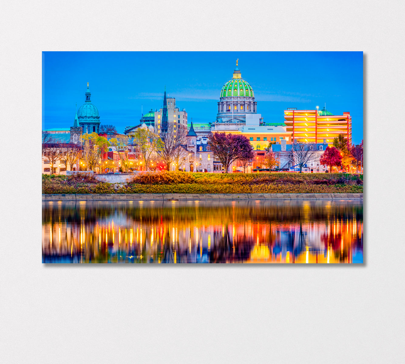 Harrisburg City on Susquehanna River USA Canvas Print-Canvas Print-CetArt-1 Panel-24x16 inches-CetArt