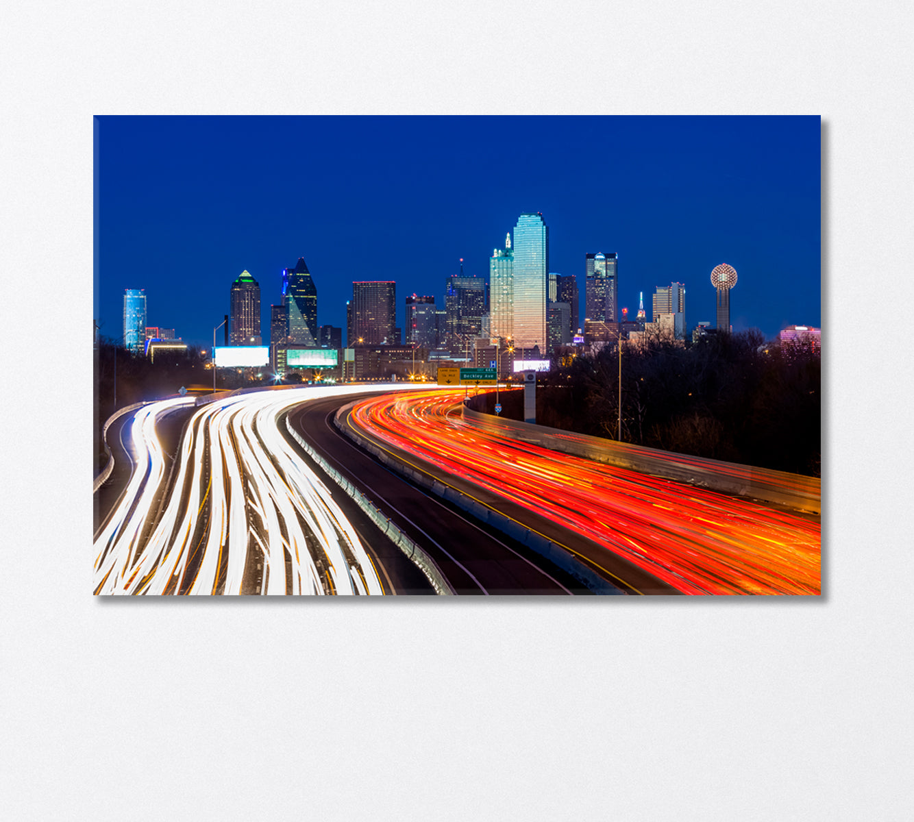 Dallas Night Highway Texas Canvas Print-Canvas Print-CetArt-1 Panel-24x16 inches-CetArt
