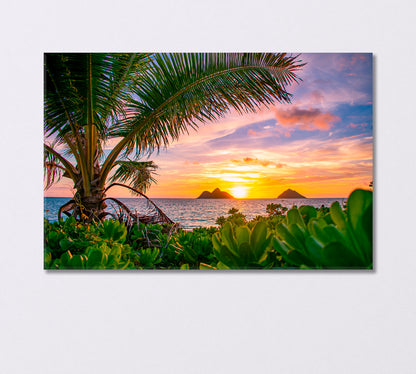 Sunrise over Lanikai Beach Hawaii Canvas Print-Canvas Print-CetArt-1 Panel-24x16 inches-CetArt