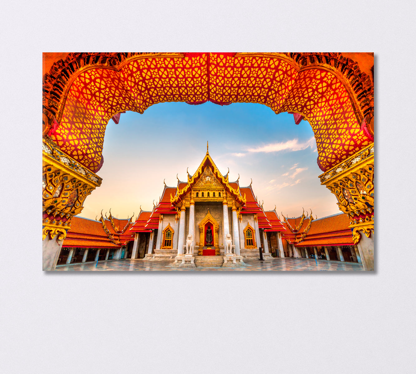 Marble Temple Wat Benchamabophit Dusitwanaram Bangkok Canvas Print-Canvas Print-CetArt-1 Panel-24x16 inches-CetArt