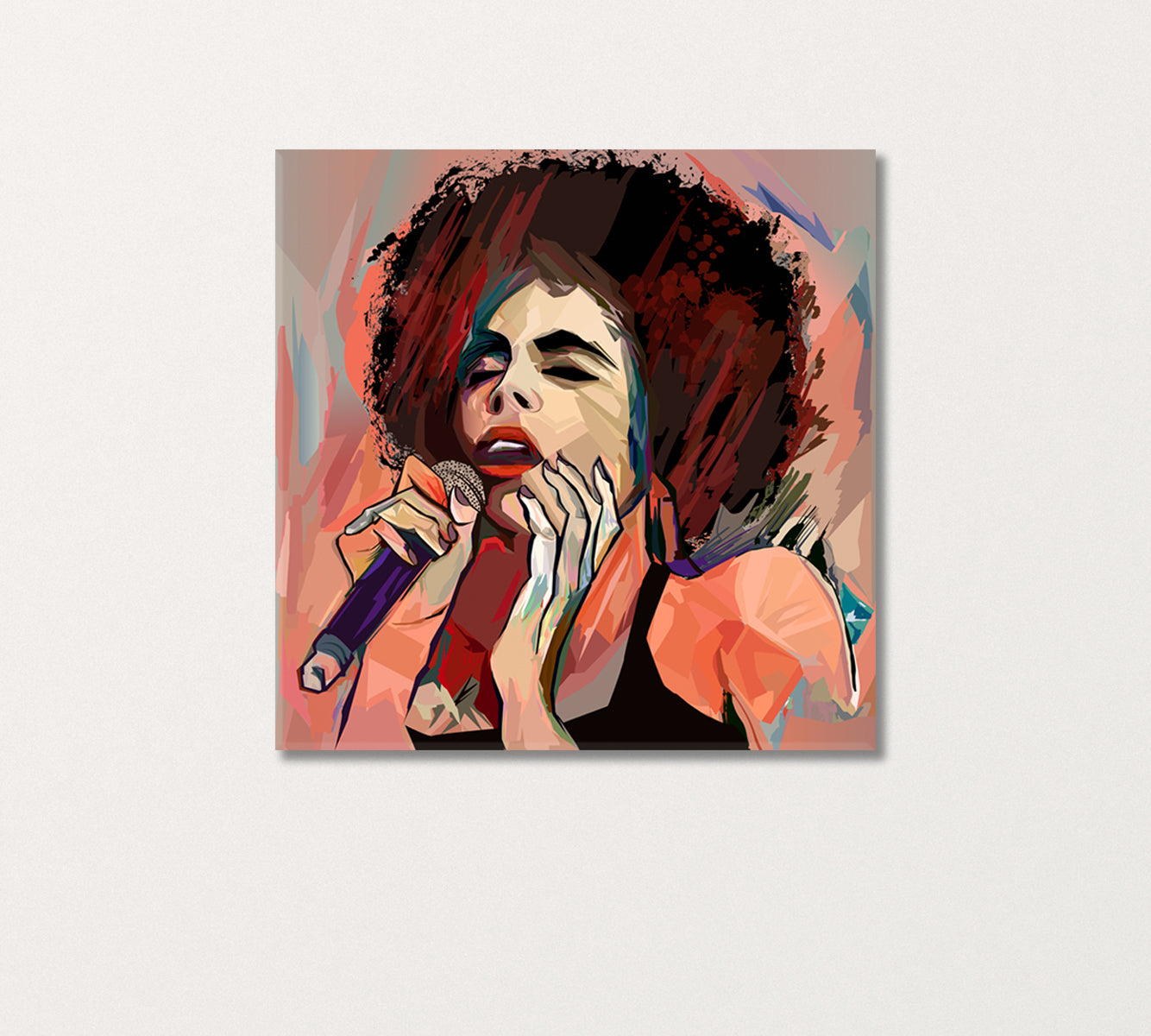 Jazz Singer with Microphone Canvas Print-Canvas Print-CetArt-1 panel-12x12 inches-CetArt