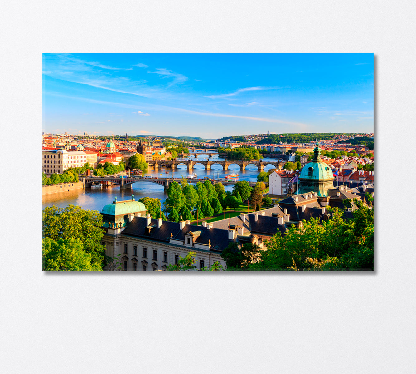 Historical Architecture of Prague and the Vltava River Canvas Print-Canvas Print-CetArt-1 Panel-24x16 inches-CetArt