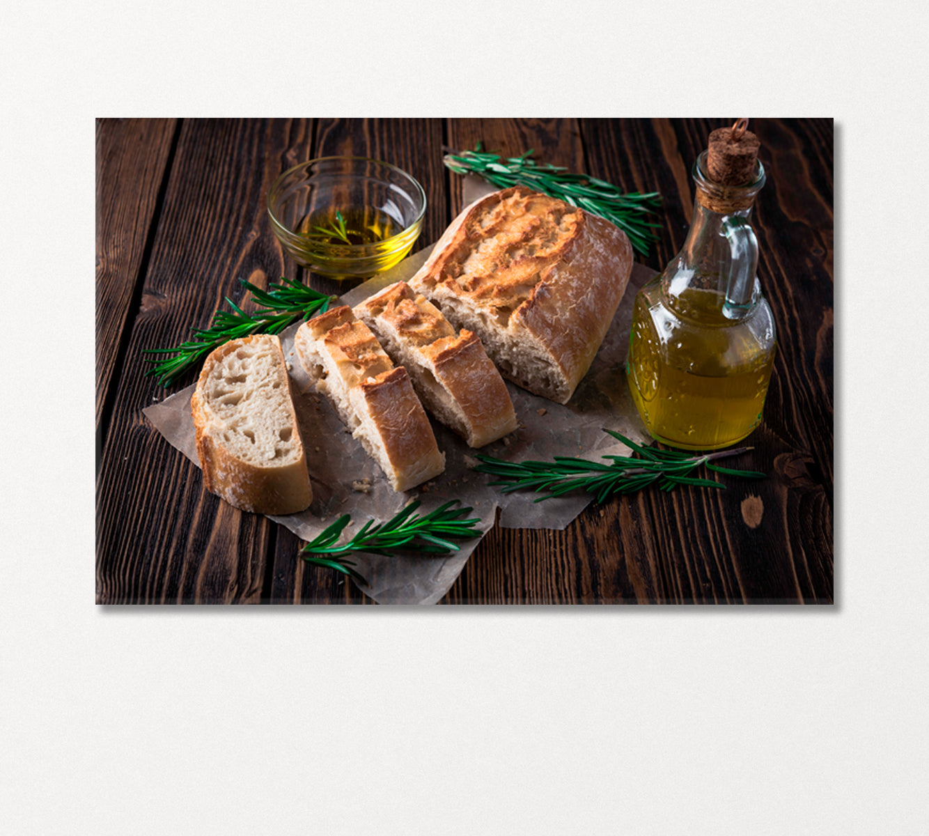 Sliced Italian Bread Ciabatta with Rosemary Canvas Print-Canvas Print-CetArt-1 Panel-24x16 inches-CetArt