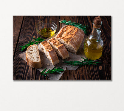 Sliced Italian Bread Ciabatta with Rosemary Canvas Print-Canvas Print-CetArt-1 Panel-24x16 inches-CetArt