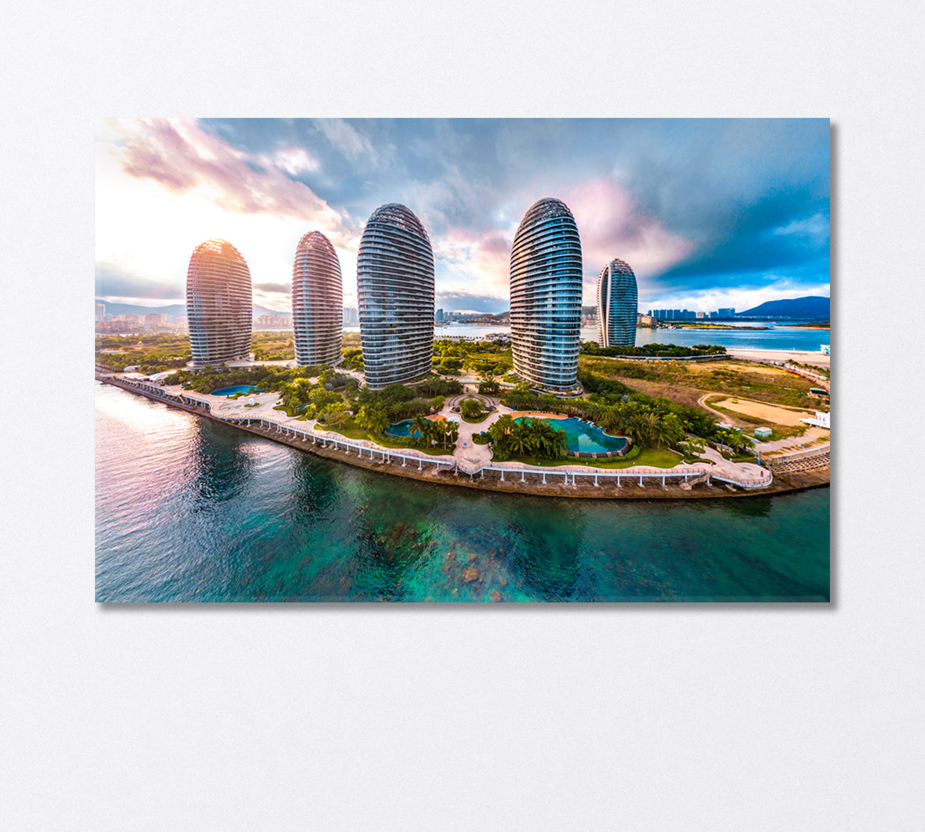 Modern Architecture Buildings on Sanya Phoenix Island China Canvas Print-Canvas Print-CetArt-1 Panel-24x16 inches-CetArt