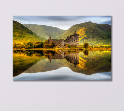 Kilchurn Castle Reflections in River Loch Awe Scotland Canvas Print-Canvas Print-CetArt-1 Panel-24x16 inches-CetArt