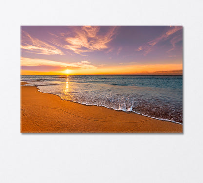 Colorful Sunrise on Ocean Beach Canvas Print-Canvas Print-CetArt-1 Panel-24x16 inches-CetArt