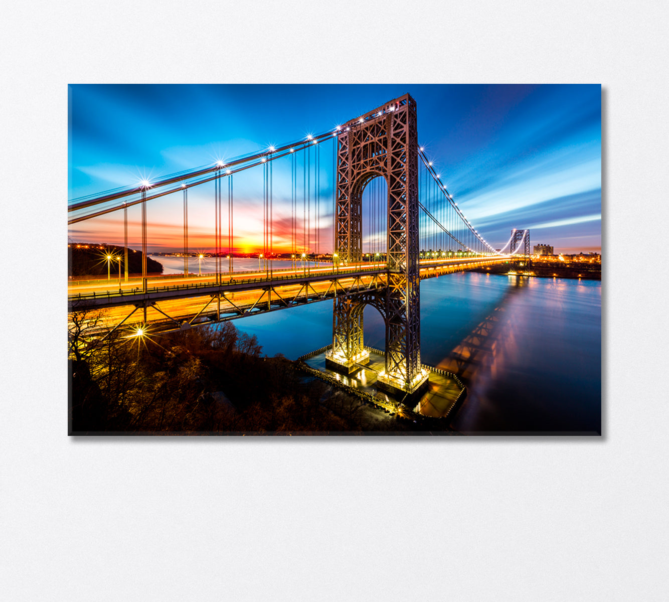 George Washington Bridge at Sunset Canvas Print-Canvas Print-CetArt-1 Panel-24x16 inches-CetArt