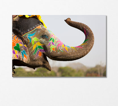 Decorated Elephant at the Annual Elephant Festival in Jaipur India Canvas Print-Canvas Print-CetArt-1 Panel-24x16 inches-CetArt