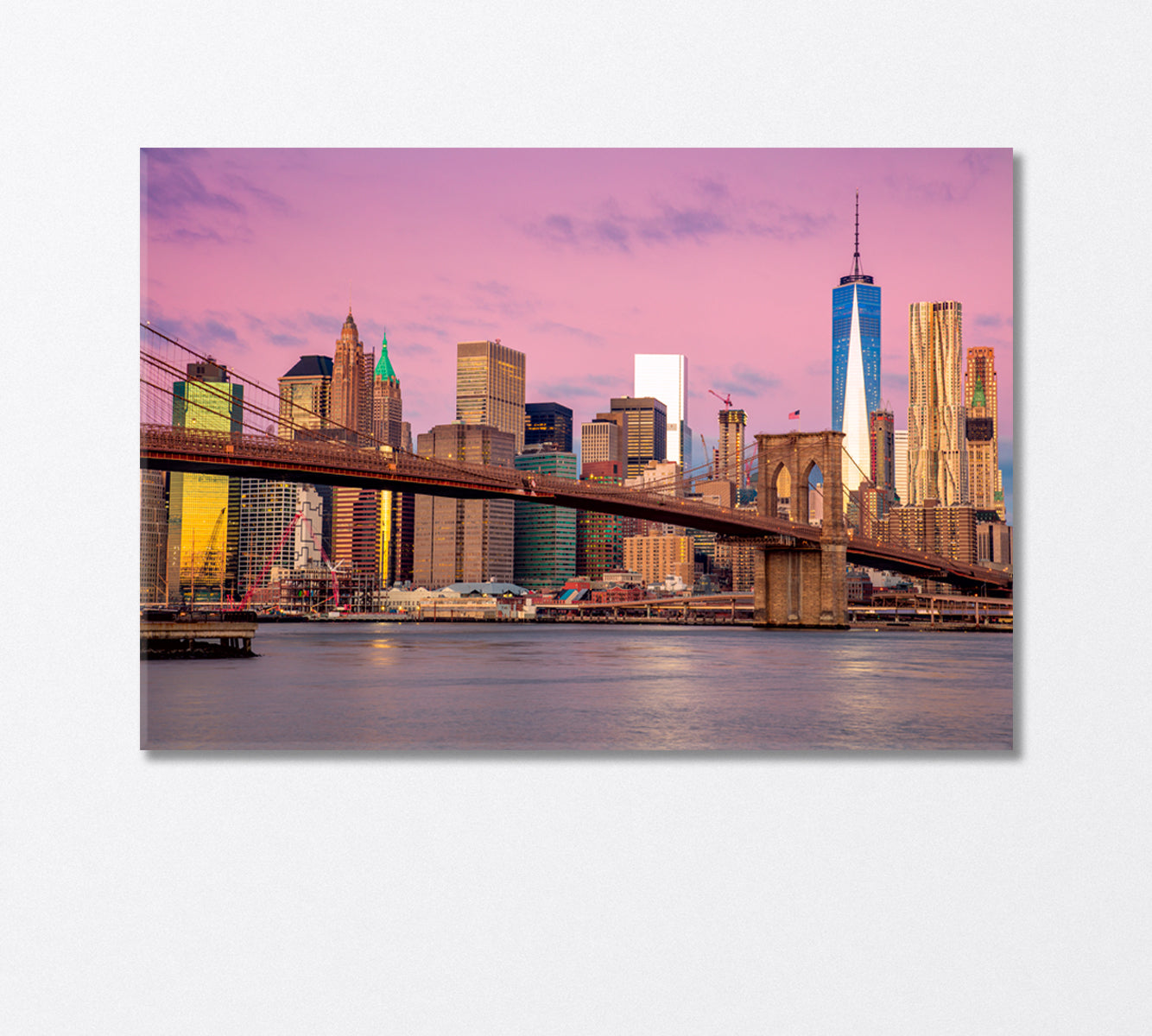 Brooklyn Bridge Sunrise Manhattan New York Canvas Print-Canvas Print-CetArt-1 Panel-24x16 inches-CetArt