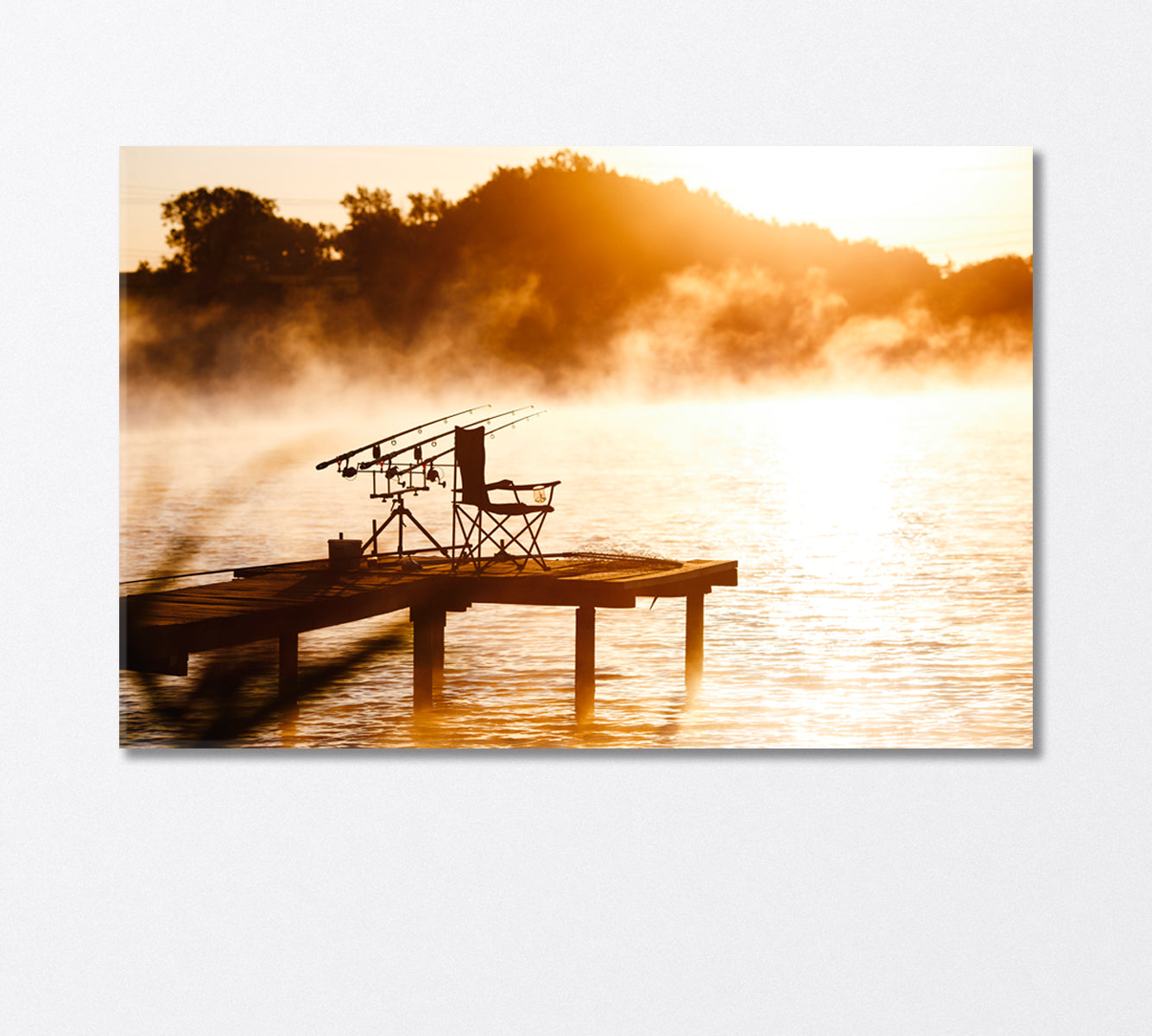 Fishing Equipment with Seat on Lake Canvas Print-Canvas Print-CetArt-1 Panel-24x16 inches-CetArt